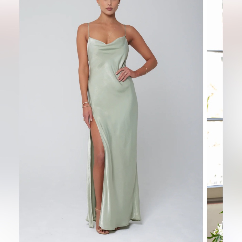 Sage Green RESA Slip Dress with Slit